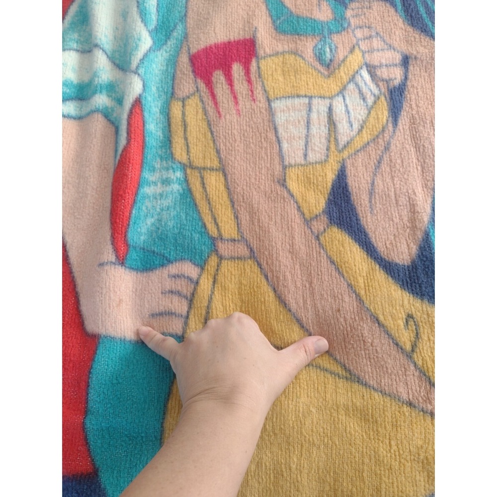 Vtg Disney Pocahontas Fleece Blanket John Smith Twin 90s Native Retro Nostalgic - Picture 7 of 10